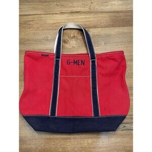 Lands End Blue Red Canvas Boat & Tote Zip Bag G-Men Americana NY Giants HTF Y2K